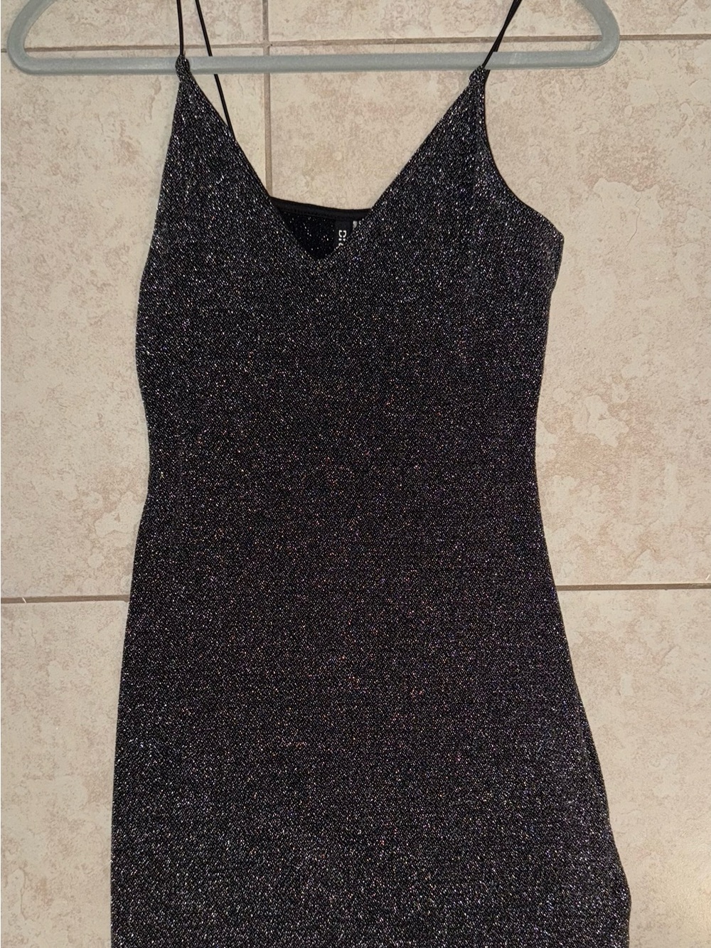 Divided Metallic Black Sparkle V-Neck Spaghetti Strap Camisole